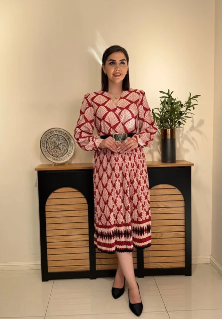 پيراهن پایین پلیسه زنانه طرح  صدفی