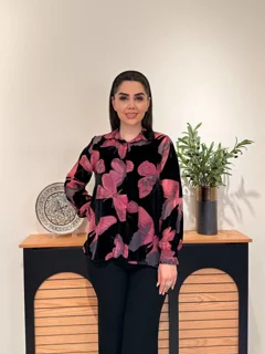 شومیز مخمل پروانه زنانه