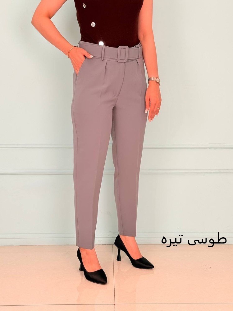 شلوار کرپ کمربند پهن قد 97