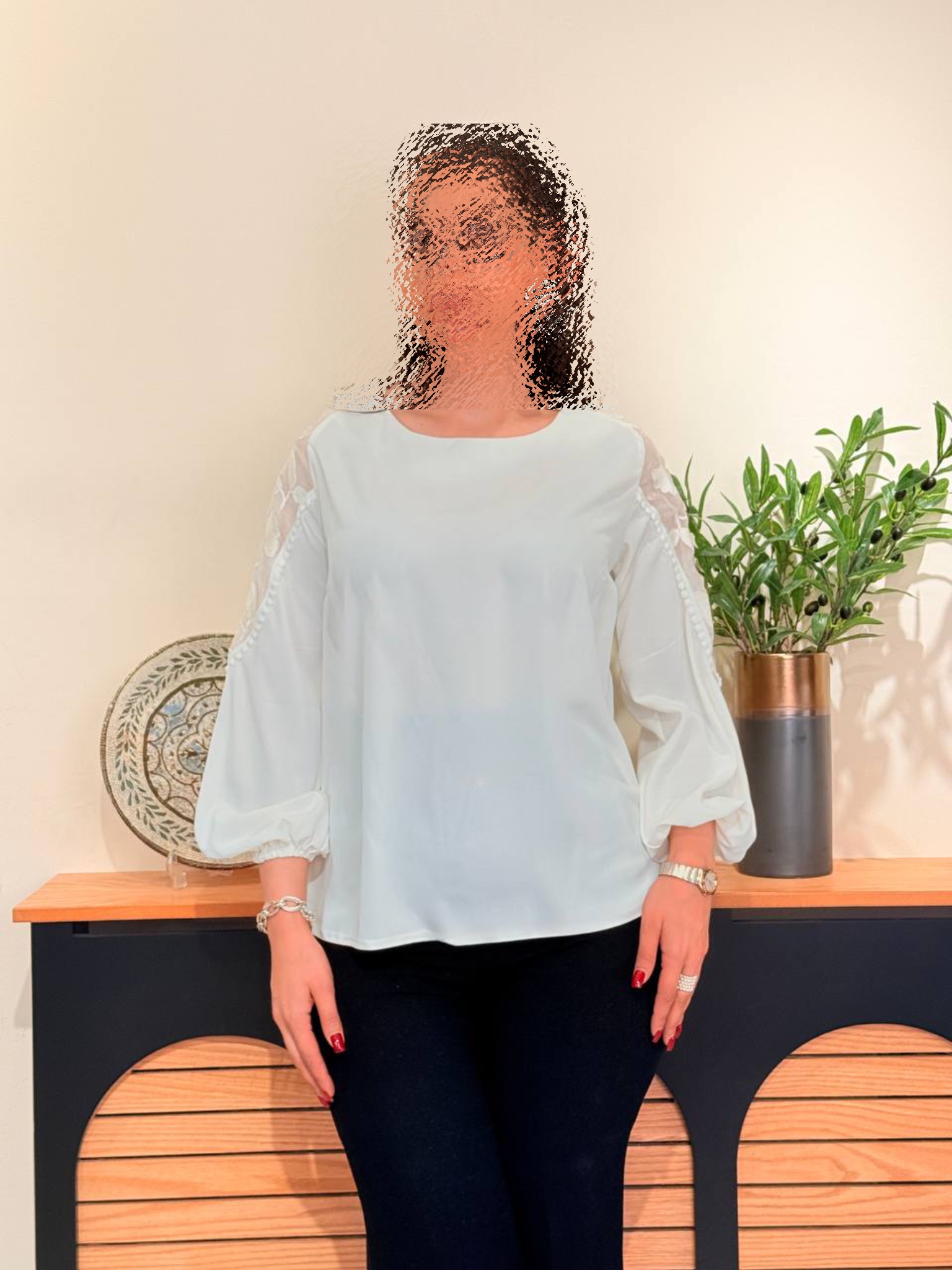شومیز گیپور طرح برگ زنانه