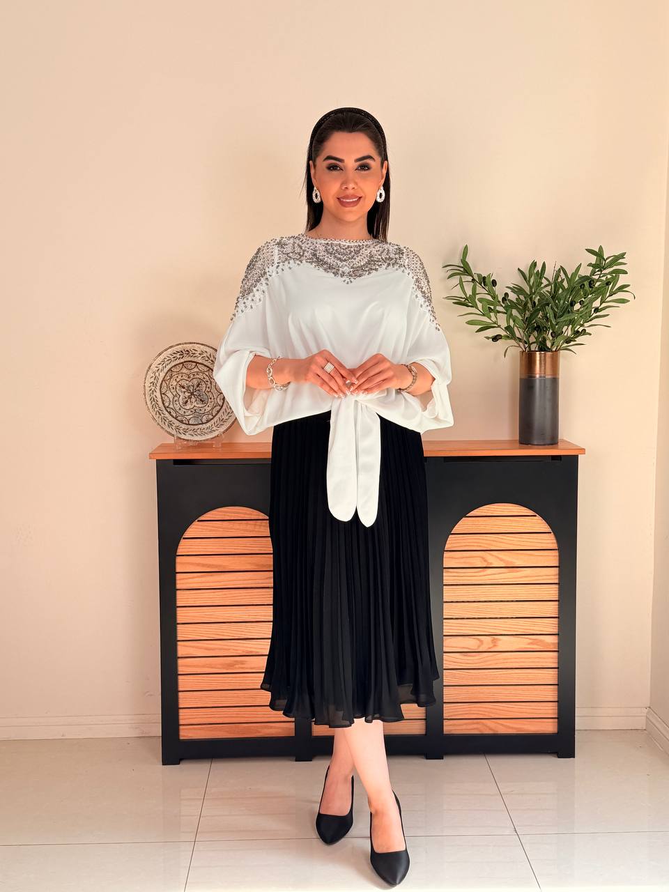 دامن حریر پليسه  تمام آستر قد 75 زنانه