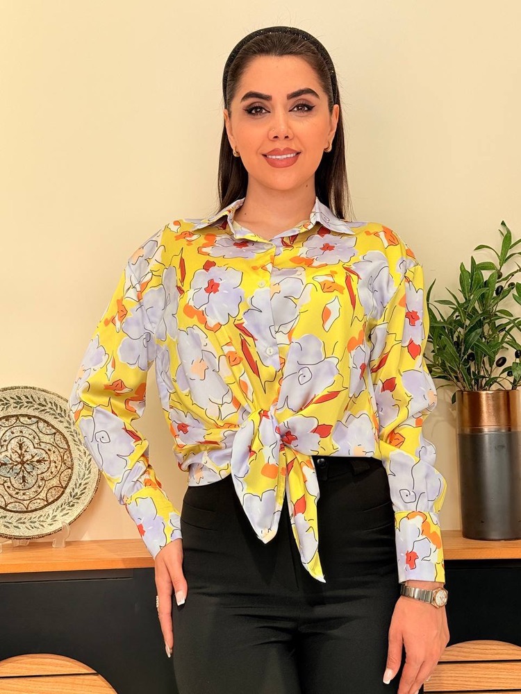 شومیز ساتن جلو دکمه زنانه