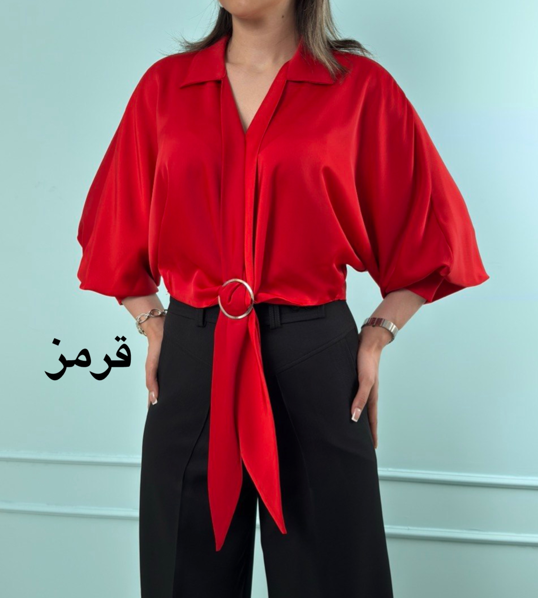شوميز ساتن گره ای زنانه