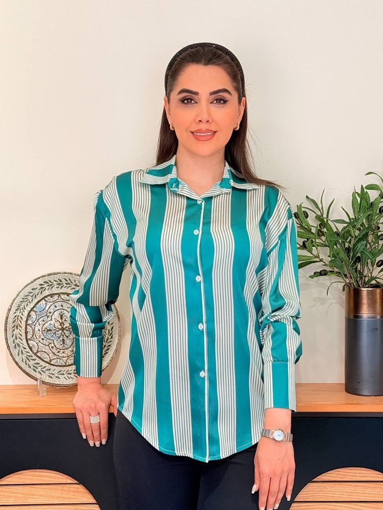 شومیز ساتن طرحدار زنانه